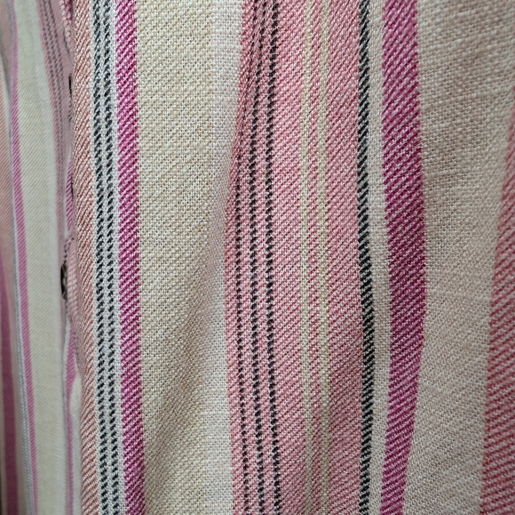 Maurices 0X Striped Pink Beige Tan 1/4 Button Collared Tank Top Blouse - Picture 5 of 8